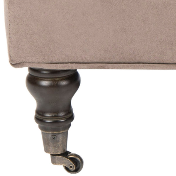 Safavieh Clark Tufted Cocktail Ottoman - Elegant Button-Tufted Design With Espresso Legs For Versatile Use Mushroom MCR4654E