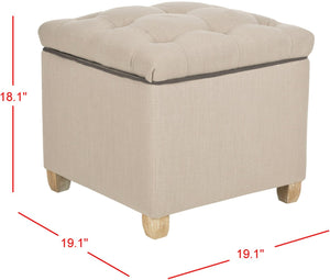Safavieh Joanie Tufted Ottoman - Stylish Accent Piece For Living Room, Extra Seating & Versatile Footrest True Taupe/Pickled Oak MCR4655A