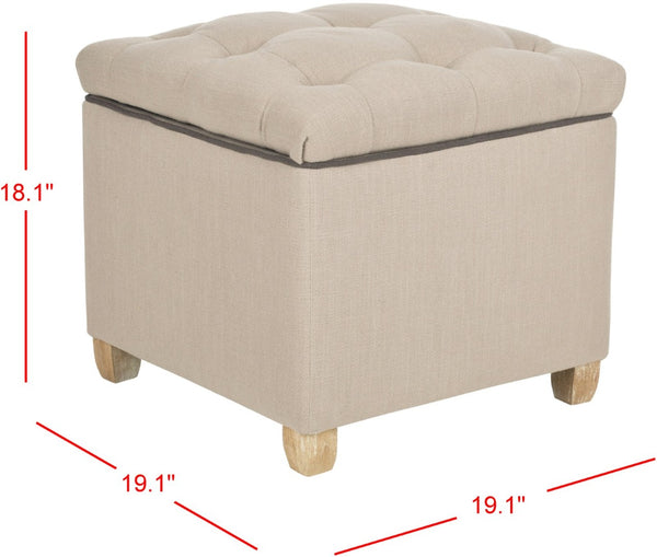 Safavieh Joanie Tufted Ottoman - Stylish Accent Piece For Living Room, Extra Seating & Versatile Footrest True Taupe/Pickled Oak MCR4655A