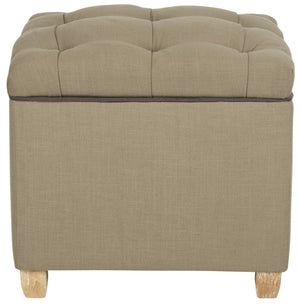 Safavieh Joanie Tufted Ottoman - Stylish Accent Piece For Living Room, Extra Seating & Versatile Footrest True Taupe/Pickled Oak MCR4655A