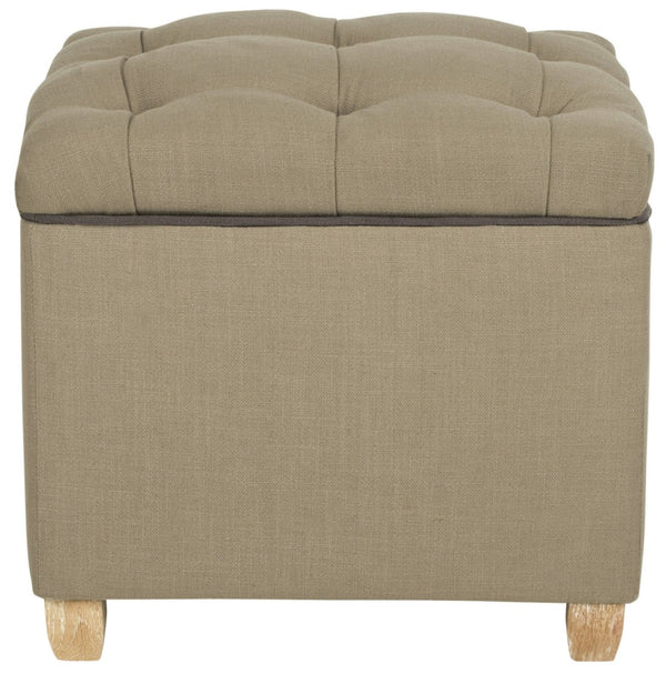Safavieh Joanie Tufted Ottoman - Stylish Accent Piece For Living Room, Extra Seating & Versatile Footrest True Taupe/Pickled Oak MCR4655A