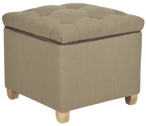 Safavieh Joanie Tufted Ottoman - Stylish Accent Piece For Living Room, Extra Seating & Versatile Footrest True Taupe/Pickled Oak MCR4655A