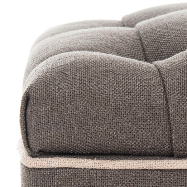 Safavieh Joanie Tufted Ottoman - Stylish Accent Piece For Living Room, Extra Seating & Versatile Footrest Charcoal Brown MCR4655B