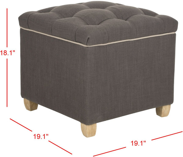 Safavieh Joanie Tufted Ottoman - Stylish Accent Piece For Living Room, Extra Seating & Versatile Footrest Charcoal Brown MCR4655B