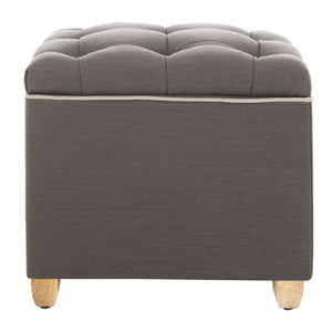 Safavieh Joanie Tufted Ottoman - Stylish Accent Piece For Living Room, Extra Seating & Versatile Footrest Charcoal Brown MCR4655B