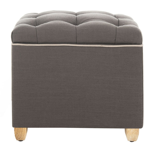 Safavieh Joanie Tufted Ottoman - Stylish Accent Piece For Living Room, Extra Seating & Versatile Footrest Charcoal Brown MCR4655B
