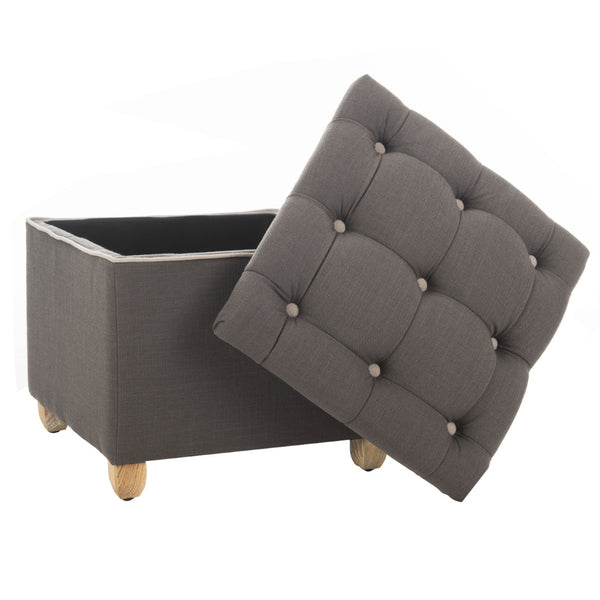 Safavieh Joanie Tufted Ottoman - Stylish Accent Piece For Living Room, Extra Seating & Versatile Footrest Charcoal Brown MCR4655B