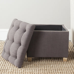 Safavieh Joanie Tufted Ottoman - Stylish Accent Piece For Living Room, Extra Seating & Versatile Footrest Charcoal Brown MCR4655B