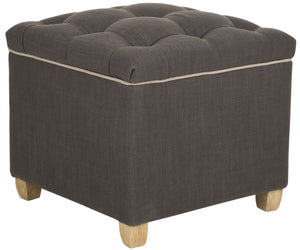 Safavieh Joanie Tufted Ottoman - Stylish Accent Piece For Living Room, Extra Seating & Versatile Footrest Charcoal Brown MCR4655B