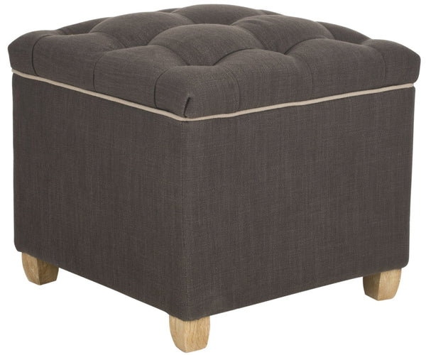 Safavieh Joanie Tufted Ottoman - Stylish Accent Piece For Living Room, Extra Seating & Versatile Footrest Charcoal Brown MCR4655B