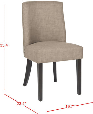 Safavieh Judy Side Chairs In Olive Green – Stylish Linen Blend Upholstery With Plush Cushion & Nail Head Detail Olive Wood,Fabric,Foam,Metal Mcr4658b-set2