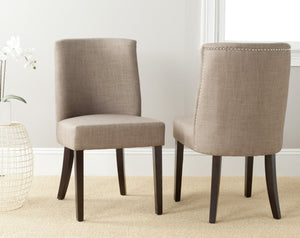 Safavieh Judy Side Chairs In Olive Green – Stylish Linen Blend Upholstery With Plush Cushion & Nail Head Detail Olive Wood,Fabric,Foam,Metal Mcr4658b-set2