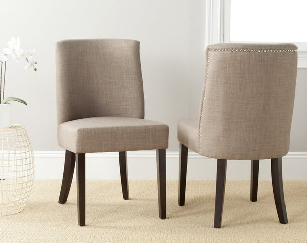 Safavieh Judy Side Chairs In Olive Green – Stylish Linen Blend Upholstery With Plush Cushion & Nail Head Detail Olive Wood,Fabric,Foam,Metal Mcr4658b-set2