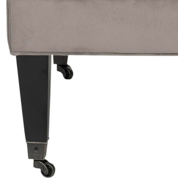 Safavieh Sherman Tufted Arm Chair - Elegant Mushroom Taupe Velvet, Button-Tufted Back, & Hidden Casters MCR4661B