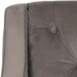 Safavieh Sherman Tufted Arm Chair - Elegant Mushroom Taupe Velvet, Button-Tufted Back, & Hidden Casters MCR4661B