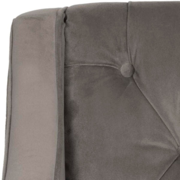 Safavieh Sherman Tufted Arm Chair - Elegant Mushroom Taupe Velvet, Button-Tufted Back, & Hidden Casters MCR4661B