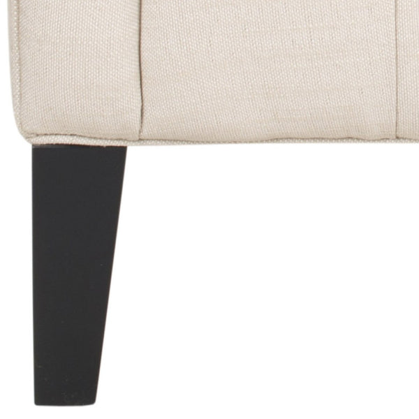 Safavieh Glen Tufted Club Chair - Elegant Beige Upholstered Accent Chair With Tuxedo Design & Black Legs MCR4662A
