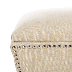 Safavieh Deidra Ottoman - Stylish Spanish-Inspired Design With Hidden Storage And Elegant Silver Nail Heads Beige MCR4663J