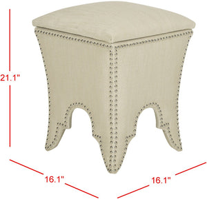 Safavieh Deidra Ottoman - Stylish Spanish-Inspired Design With Hidden Storage And Elegant Silver Nail Heads Beige MCR4663J