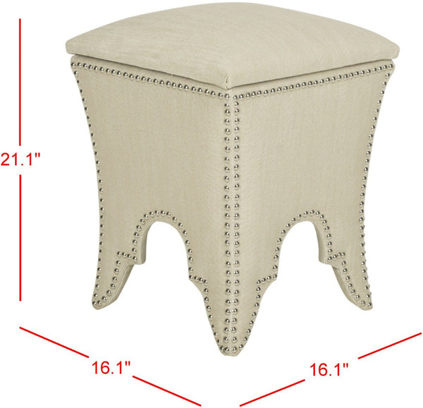 Safavieh Deidra Ottoman - Stylish Spanish-Inspired Design With Hidden Storage And Elegant Silver Nail Heads Beige MCR4663J