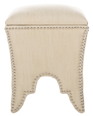 Safavieh Deidra Ottoman - Stylish Spanish-Inspired Design With Hidden Storage And Elegant Silver Nail Heads Beige MCR4663J