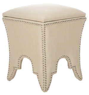 Safavieh Deidra Ottoman - Stylish Spanish-Inspired Design With Hidden Storage And Elegant Silver Nail Heads Beige MCR4663J