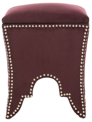 Safavieh Deidra Ottoman - Stylish Spanish-Inspired Design With Hidden Storage And Elegant Silver Nail Heads Bordeaux MCR4663K