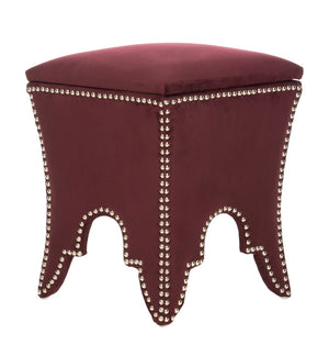 Safavieh Deidra Ottoman - Stylish Spanish-Inspired Design With Hidden Storage And Elegant Silver Nail Heads Bordeaux MCR4663K