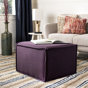 Safavieh Elaine Modern Pouf - Chic Plum Accent Seat, Plush Footrest & Versatile Decor For Any Space MCR4667B