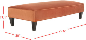 Safavieh Harlow Vibrant Pumpkin Lounging Bench - Stylish Foot-Of-Bed Accent With Solid Birch Wood Base MCR4669A