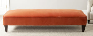 Safavieh Harlow Vibrant Pumpkin Lounging Bench - Stylish Foot-Of-Bed Accent With Solid Birch Wood Base MCR4669A