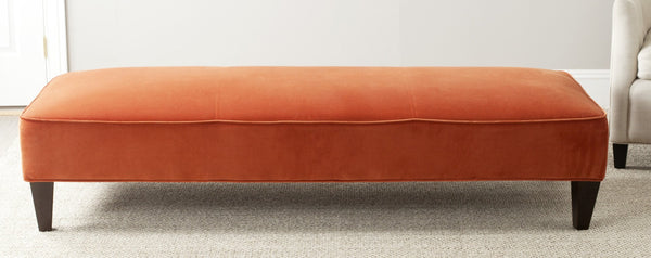 Safavieh Harlow Vibrant Pumpkin Lounging Bench - Stylish Foot-Of-Bed Accent With Solid Birch Wood Base MCR4669A