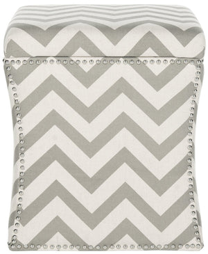 Safavieh Flora Stylish Grey Chevron Storage Ottoman With Nail Head Trim - Chic Accent For Any Room MCR4670A