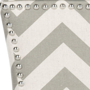 Safavieh Flora Stylish Grey Chevron Storage Ottoman With Nail Head Trim - Chic Accent For Any Room MCR4670A