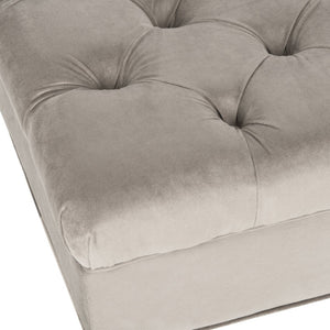 Safavieh Angeline Tufted Ottoman - Elegant Mushroom Taupe Accent With Casters For Versatile Compact Living Spaces MCR4671B