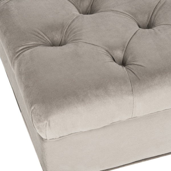 Safavieh Angeline Tufted Ottoman - Elegant Mushroom Taupe Accent With Casters For Versatile Compact Living Spaces MCR4671B