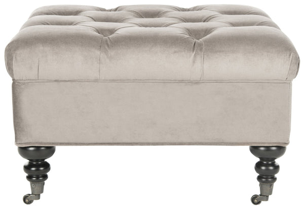 Safavieh Angeline Tufted Ottoman - Elegant Mushroom Taupe Accent With Casters For Versatile Compact Living Spaces MCR4671B