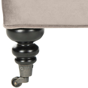 Safavieh Angeline Tufted Ottoman - Elegant Mushroom Taupe Accent With Casters For Versatile Compact Living Spaces MCR4671B