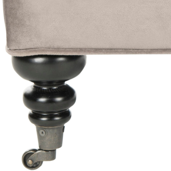 Safavieh Angeline Tufted Ottoman - Elegant Mushroom Taupe Accent With Casters For Versatile Compact Living Spaces MCR4671B