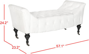 Safavieh Georgette Vintage Glamour Velvet Tufted Bench With Elegant Birch Legs And Mobility Casters For Any Room MCR4672A