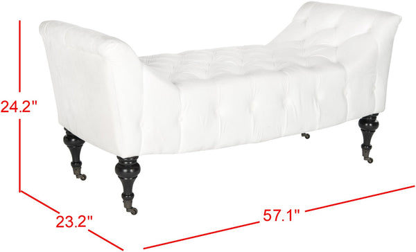 Safavieh Georgette Vintage Glamour Velvet Tufted Bench With Elegant Birch Legs And Mobility Casters For Any Room MCR4672A