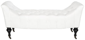 Safavieh Georgette Vintage Glamour Velvet Tufted Bench With Elegant Birch Legs And Mobility Casters For Any Room MCR4672A