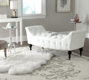 Safavieh Georgette Vintage Glamour Velvet Tufted Bench With Elegant Birch Legs And Mobility Casters For Any Room MCR4672A