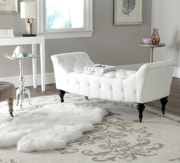 Safavieh Georgette Vintage Glamour Velvet Tufted Bench With Elegant Birch Legs And Mobility Casters For Any Room MCR4672A