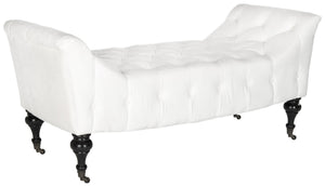 Safavieh Georgette Vintage Glamour Velvet Tufted Bench With Elegant Birch Legs And Mobility Casters For Any Room MCR4672A