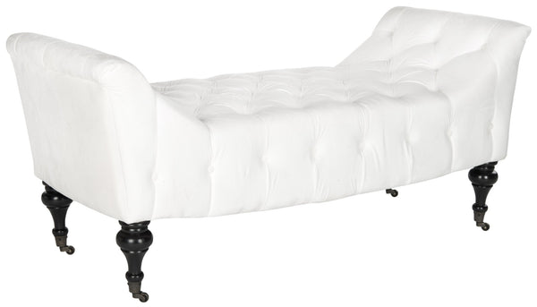 Safavieh Georgette Vintage Glamour Velvet Tufted Bench With Elegant Birch Legs And Mobility Casters For Any Room MCR4672A