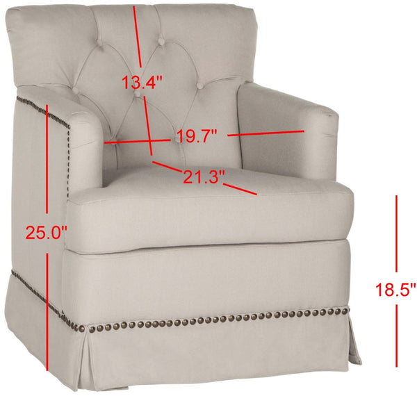 Safavieh Millicent Swivel Accent Chair In Taupe Linen With Brass Nailhead Trim For Elegant Living Spaces MCR4676A