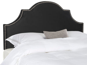 Safavieh Hallmar Black Velvet Headboard Silver Nail Head Black Velvet MCR4679J