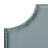 Safavieh Hallmar Wedgewood Blue Arched Headboard Silver Nail Head Wedgwood Blue MCR4680E