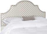 Safavieh Hallmar Grey & White Trellis Headboard Silver Nail Head  Grey/White MCR4680S